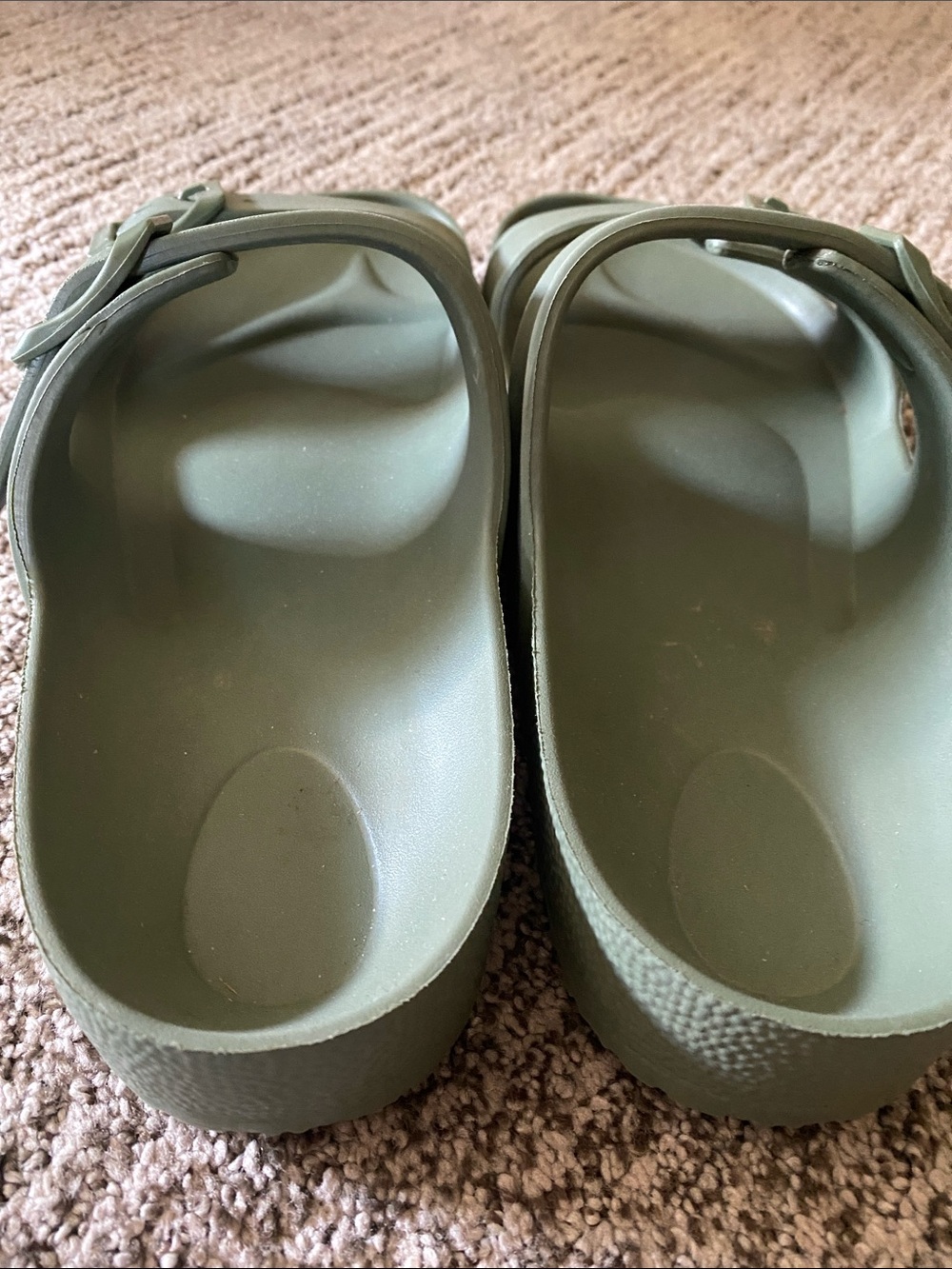 Shade & Shore Olive Green Double Buckle Slide Sandals - Picture 4 of 5
